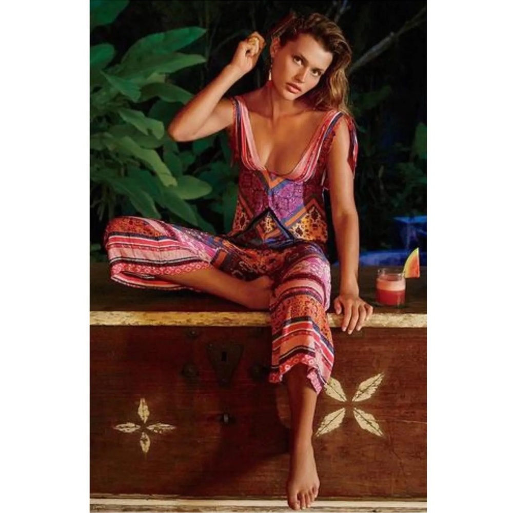 Free People Bohemian Maritzah Boho Colorful Jumpsuit Romper Size 4